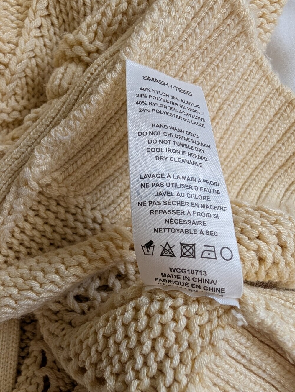 Smash + Tess Pale Yellow Open-Knit Diamond Cardigan - Picture 3 of 3